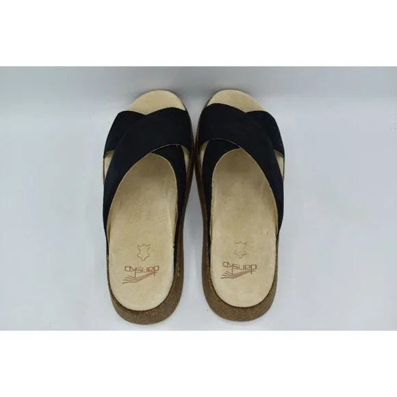 Dansko Womens Size EU 38 Bridget Black Burnished Suede Comfort Slides Sandals - Picture 5 of 14